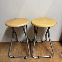 丸椅子 スチール 折りたたみイス イス 2脚セットの画像