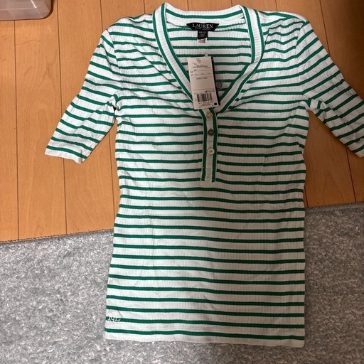 新品 ラルフローレン XS 五分袖 カットソー ボーダー 緑