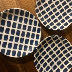 超軽量大皿カル:エクレ(青格子)　食器3枚セットの画像