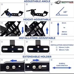 新品未使用　汎用 フェンダーレス ナンバーステー アルミ LEDナンバー灯付の画像