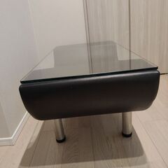 ★ガラステーブル　中古　センターテーブル　コーヒーテーブル　ブラック　モダン★の画像
