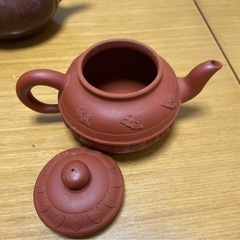 茶道具   陶器茶壺 急須 鳥と花の彫刻の画像