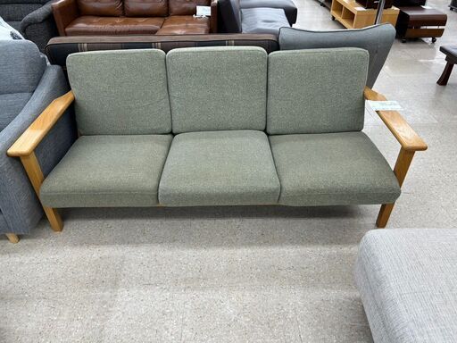 ★ジモティ割あり★  ソファー3人用　一般 グリーン H72×D81×W175 クリーニング済み TJ10581