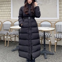 大きいサイズ　XL ベルト付きロングコートジャケットの画像