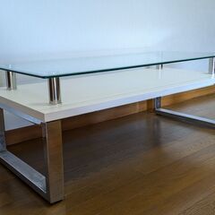 ガラス天板☆北欧風☆センターテーブル  中古家具 強化ガラス 定価29,800円 の画像