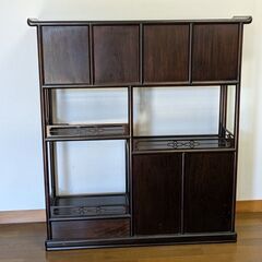 唐木 茶棚 扉板リバーシブル  骨董家具 時代物 収納 破損無 日本伝統工芸美術品 居間茶道具 飾棚の画像