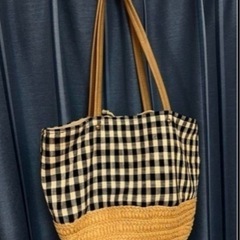ギンガムチェック トートバッグ カゴバッグ