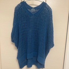 メッシュ　透かし編みニット　半袖