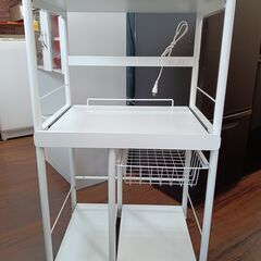 NITORI　キッチンカウンター　キッチン収納　レンジ台　スライドレール　白　ホワイト　ニトリ　サイズ（約）幅60×奥46×高100　　■近隣配送無料 買取GO‼　栄和店の画像