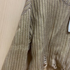 zara メタリックゴールド　ニットの画像