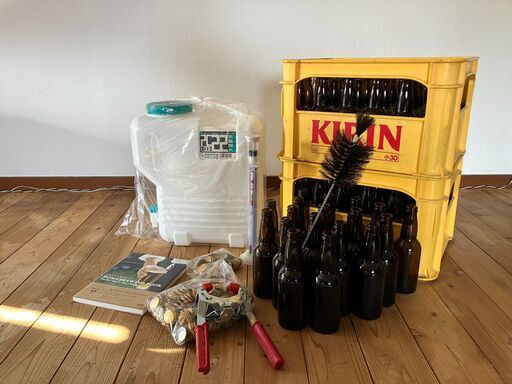 【値下げ】手作りビールセット（22リットル用）空瓶78本+ケース付 BREWLAND