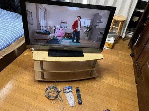 【済】B-CAS付き！SONY BRAVIA 40型液晶テレビ（中古）と使用感あるテレビ台