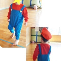 マリオ風ロンパース(サイズ　80〜90cm相当 )の画像
