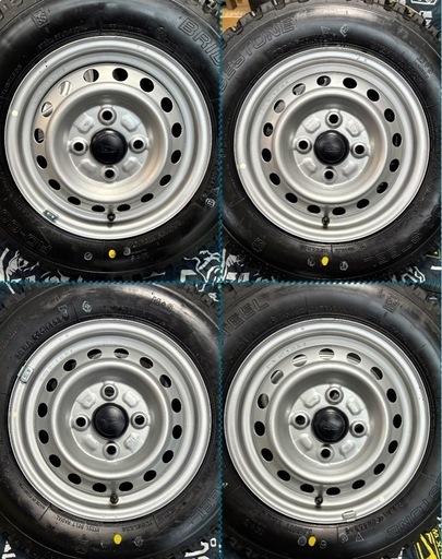 ⑪軽トラ・箱バン用の新品ゴツゴツタイヤと中古美品テッチンホイールとナット付き