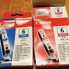 未使用　Canon キヤノン　純正インク　BCI-6 期限切れ 純正インクカートリッジ　 シアン&マゼンタ　2点の画像