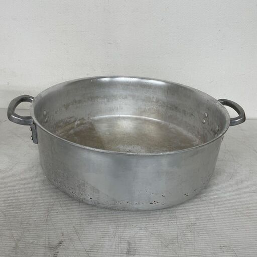 アルミ製 業務用 両手鍋 外輪鍋 45φ 内径450mm×深さ150mm 厨房 厨房機器 店舗用品 飲食店 鍋 厨房用品 アルミ 中古 店舗 23L程度 Y0754