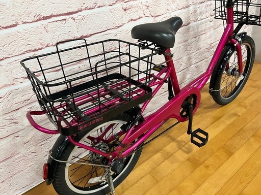 【大人用】整備済中古自転車 ブリヂストン ジョシスワゴン 20/18型 たくさん荷物が積める ピンク色 <自転車のオオムラ 静岡店>