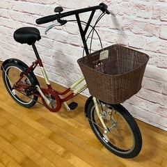 【大人用】整備済中古自転車 ブリヂストン 20型ベガス 赤/ベージュ色 <自転車のオオムラ 静岡店>の画像
