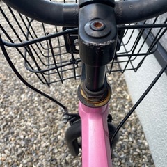 Ravi　子供用自転車　16インチ　ピンク　補助輪付き　カゴ付き　ピンク×クロの画像