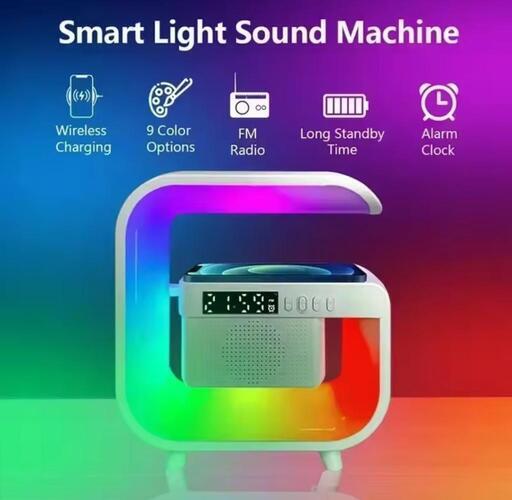 （ほぼ未使用ラスト1）bluetoothスピーカー！目覚まし、スマホワイヤレス充電、時計、充電式　③
