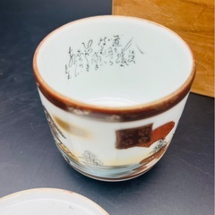 九谷焼 蓋付湯呑 鶴 工芸品の画像