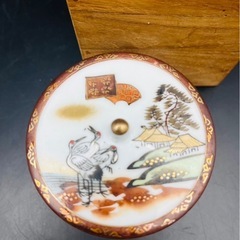 九谷焼 蓋付湯呑 鶴 工芸品の画像