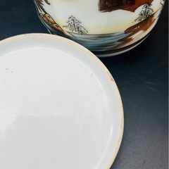 九谷焼 蓋付湯呑 鶴 工芸品の画像