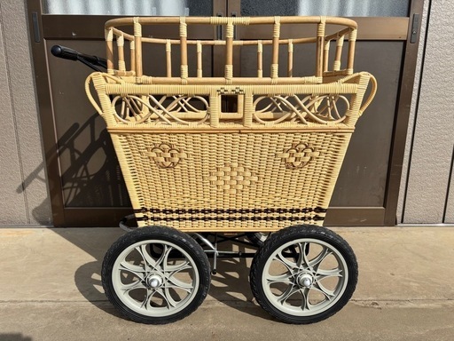 【美品】インテリア磯村乳母車　昭和レトロ　ラタン　籐