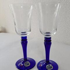 新品・未使用　ボヘミアクリスタルガラス ペアワイングラス チェコ 箱付きの画像