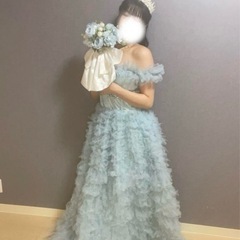 SHEIN水色ドレス　ウエディングドレス　前撮り　