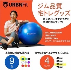 URBNFit バランスボール 65cm ダイエット 体幹 ピラティス 腰痛対策 青色の画像