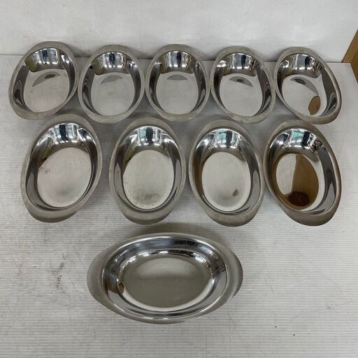 18-8 STAINLESS STEEL ステンレス製 カレー皿 業務用食器 業務用 ステンレス 店舗 店舗用品 食器 飲食店 10枚セット まとめ売り Y0768