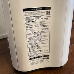 シャープ加湿空気清浄機KC-500Y82016年製の画像