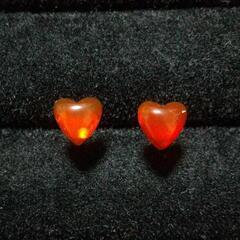 天然石ピアス ファイヤーオパール