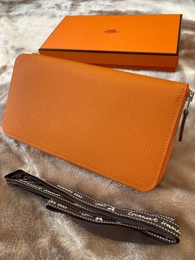HERMESエルメス アザップシルクインロング小銭入れ有ラウンドジップウォレット