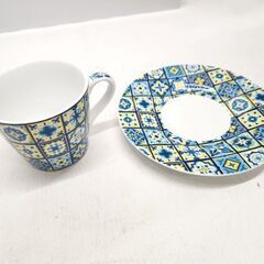新品 マヨリカタイル模様カップ＆ソーサー 2客セット 食器 コーヒーカップ 札幌市 平岸店の画像
