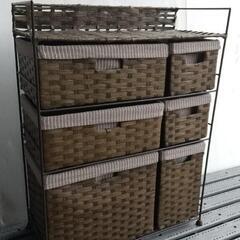 取置きl u☆軽量ラタン調引出し収納　ブラウン☆