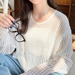 前後2WAYストライプメッシュリボンカーディガンの画像