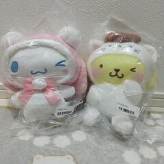 ポムポムプリン　かまってにゃんぬいぐるみ ✕３種コンプリート🌹シナモロール　ホワイトくまケープぬいぐるみ🐰セット　サンリオ　人形の画像