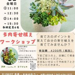 多肉寄せ植えワークショップ（育て方を学んで、オリジナルの寄せ植え...