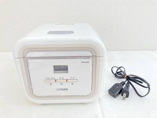 【お値下げしました】JT550(O) TIGER タイガー tacook JAJ-G550 2020年製 マイコンジャー炊飯器 3合炊き 白 ナチュラルホワイト 通電保温確認済み 中古現状品 現地引き取りのみ