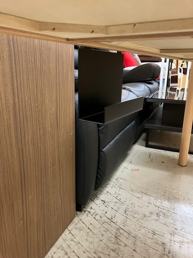 K2501-375 良品計画 ブナ材デスク・幅160cm ケーブルラック・フック付き 引き出し付き キズ汚れ有り①