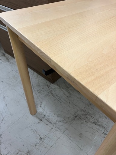 K2501-375 良品計画 ブナ材デスク・幅160cm ケーブルラック・フック付き 引き出し付き キズ汚れ有り①
