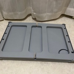 折りたたみ ミニテーブル コンパクト ドリンクホルダー付　完成品 グレーの画像