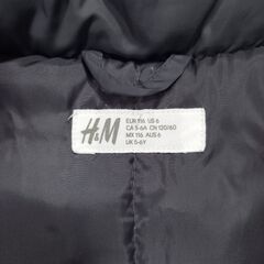 【お取引中】【キッズダウンコート①】116／ダウン80％・羽毛20％／H&M／フード取り外し可／ポケット付き／グレーの画像