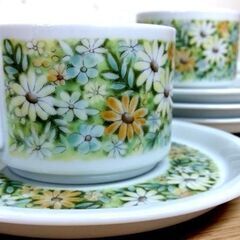 昭和レトロ Noritake 花柄 カップ＆ソーサー 6客セット ホワイト コーヒーカップ N印 日本製 ノリタケ 食器 陶器 札幌市 中央区 南12条の画像