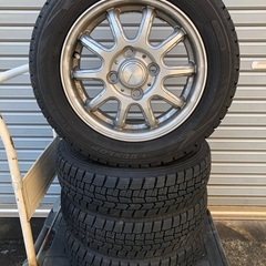 値下No.117スタットレスタイヤ155/65/13 4H PCD100 アルミ付4本セットの画像