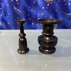 銅製仏具 2点 香炉（線香立て）　燭台（ロウソク立て）