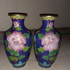 ⑰七宝焼花瓶2種1組セット
