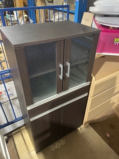【自社便配達可能】ミニ食器棚　600×395×1190 ブラック系